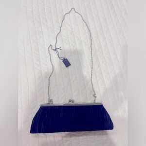 New evening crossbody black satin with chain strap or use as clutch